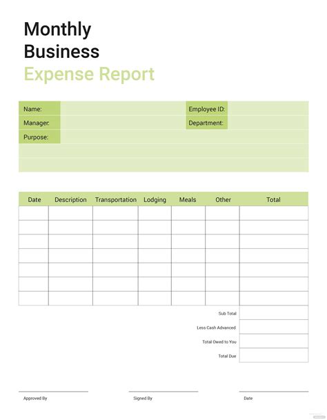 company expense report template